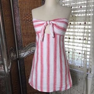 Forever 21 Pink and White Striped Tie-Front Mini Dress